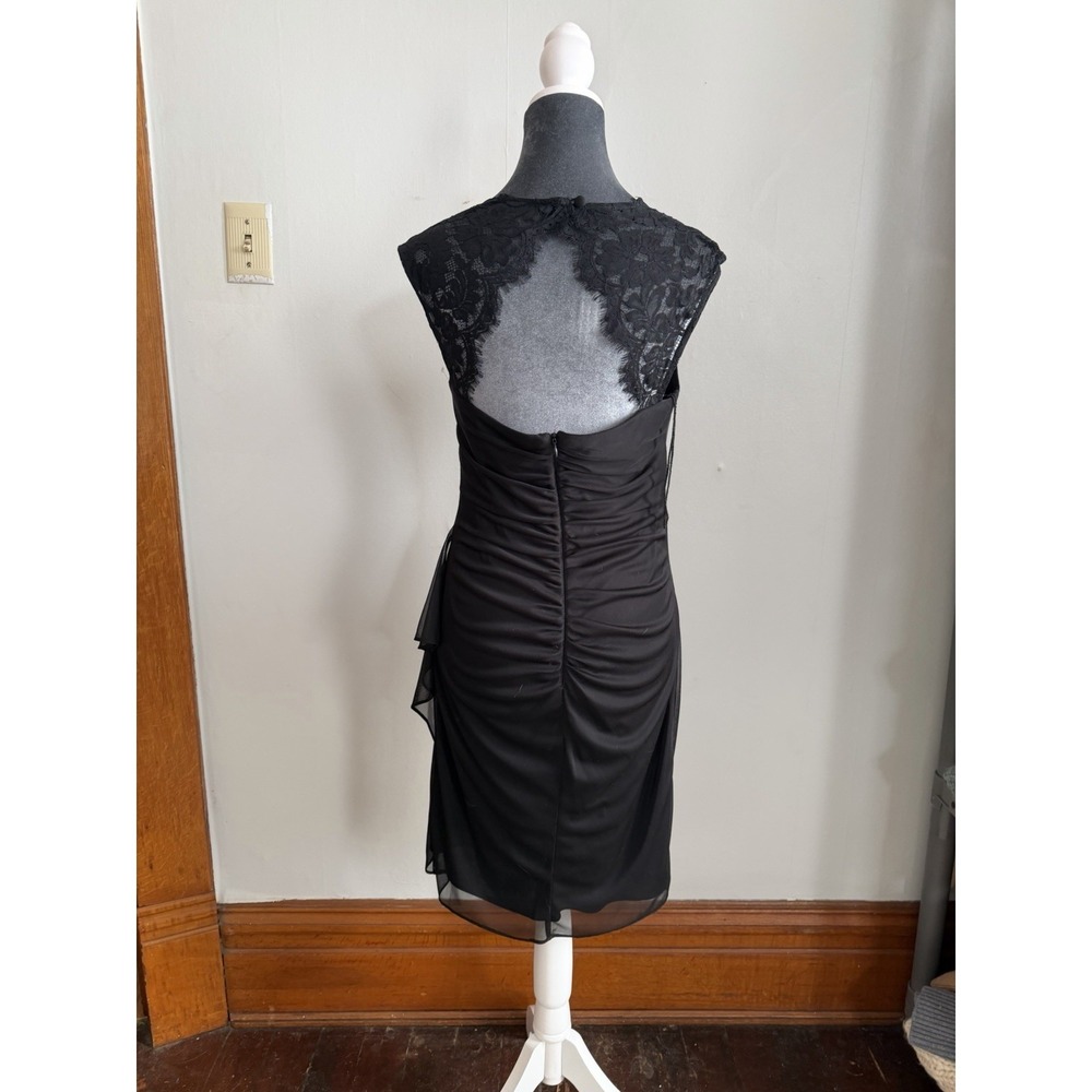 Vintage Black Open Back Lace Goth Dress Y2K Draped Neck Midi 90's 6 Romantic‎